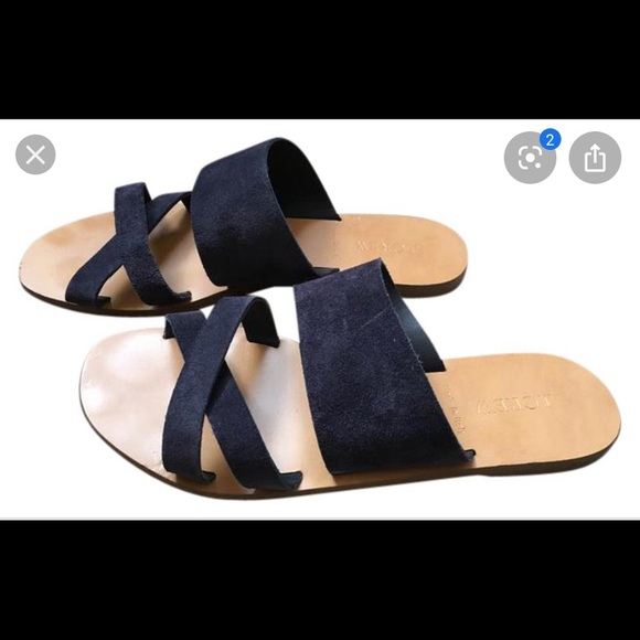 J. Crew Shoes - J Crew Navy Bali Suede Slide Sandals